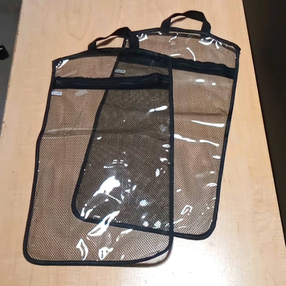 Clear and Mesh Zippered Bags w/Handles (2 Bag Set)